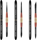 Dual Tip Travel Watercolor Brushes, Fuumuui 3pcs Synthetic Squirrel Hair Set of 6 Versatile Tips with Leather Pouch Perfect for Watercolor Gouache Ink Painting