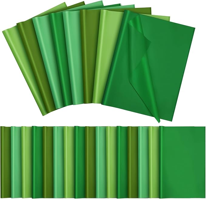 Qilery 500 Sheets Green Tissue Paper Bulk for Gift Bags 15 x 20 Inch Acid Free Decoupage Packaging Wrapping Paper Sheets, St. Patrick's Day Mardi Gras Decoration DIY Craft, Bouquet, Wedding, Shipping