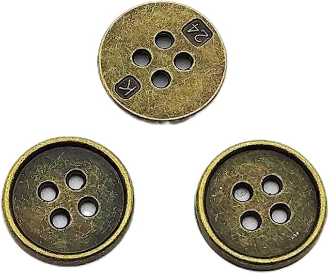 30PC Sewing Metal Buttons 4 Hole Antique Bronze Round Vintage Crafts Buttons 15mm
