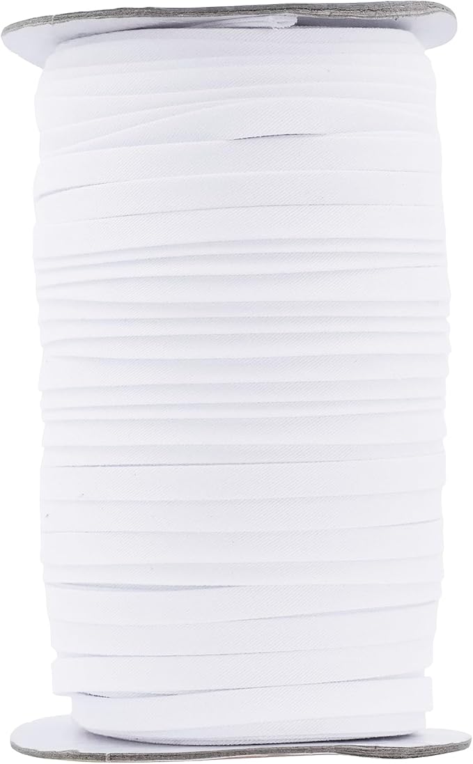 Mandala Crafts 55 Yards 1/4 Inch White Double Fold Bias Tape for Sewing - Bias Binding Tape for Quilting Binding, Hemming, Seam, and Fabric Piping