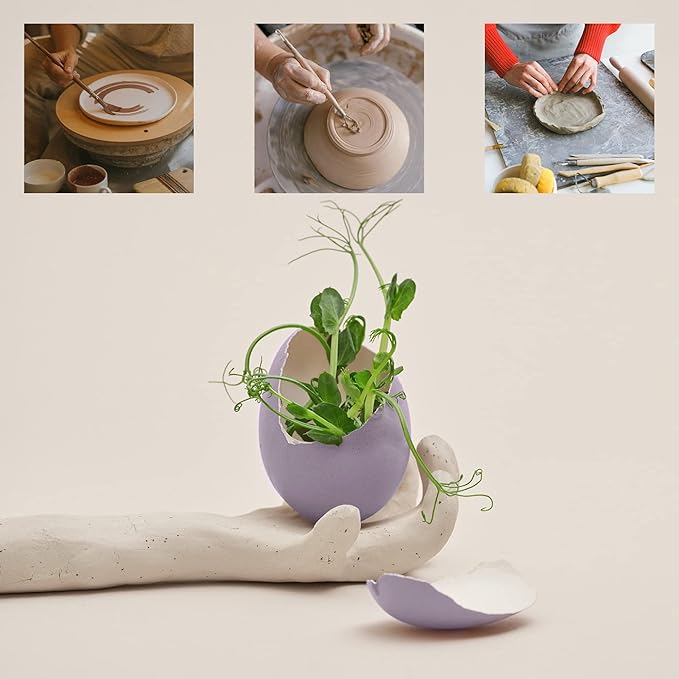 JOAWSOMEJOAWSOME Natural Air-Dry Clay Kaolin, Non-Toxic All-Purpose Compound 10LBs with 23 Pcs Pottery Tools Clay Sculpting Tool Set, All-Purpose Modeling Clay(White & Tools)