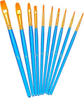 BOSOBO Paint Brush Set, 10pcs Round Pointed Tip Nylon Hair Artist Detail Paintbrushes, Professional Fine Acrylic Oil Watercolor Brushes for Face Nail Body Art Craft Model Miniature Painting, Blue