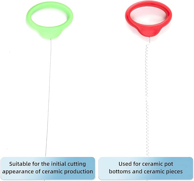 Pottery Wire Tool, Green and Red Handle Standard Clay Wire Cutter for Pottery Wheel and Clay Artists, Pottery Wire Tool Widely Used in Pottery Wheel and Clay Cutting Sculpting Pottery Wire Tools
