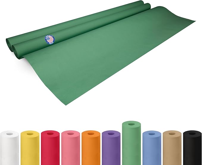 48" x 1200" (100 ft) Green Kraft Paper Roll, Pack of 2 - USA-Made Quality Craft Paper for Gift Wrapping, Kids' Arts & Crafts, School Projects - 100% Recycled, 50 lb Natural Material by IDL Packaging
