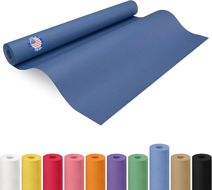24" x 1200" (100 feet) Blue Kraft Paper Roll - USA-Made Quality Craft Paper for Gift Wrapping, Kids' Arts & Crafts, School Projects - 100% Recycled Natural Material 50lb Thickness by IDL Packaging