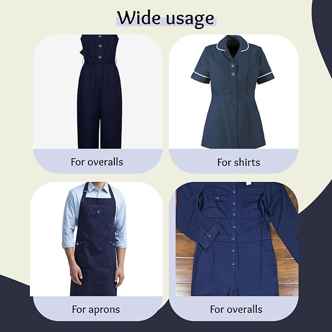 100 Pcs Navy Sewing Buttons 0.75 inch 4-Hole Round Buttons 30L Plastic Polished Glossy Finish 19mm Uniform Ideal for Jacket Work Uniforms Workwear School Outfits Aprons Pants Bags DIY Crafts