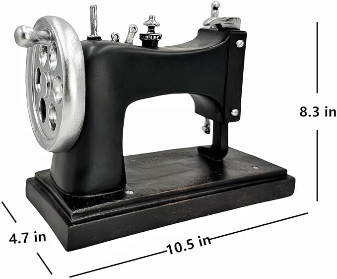 8.3''H Vintage Sewing Machine Model Figurine Retro Resin Needlework Decoration 70s 80s Nostalgic Tailor Design Antique Figurine for Clothing Shop, Café, Desk,Window Display Photography Props
