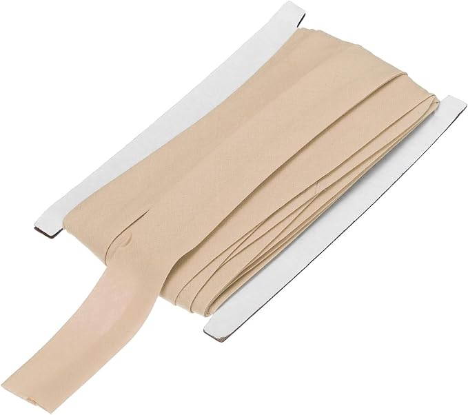 MECCANIXITY 1 Inch Double Fold Bias Tape Continuous Bulk Cotton Bias Tape for Sewing Seaming Quilting Hemming Binding Crafts (Khaki 12 Yards)