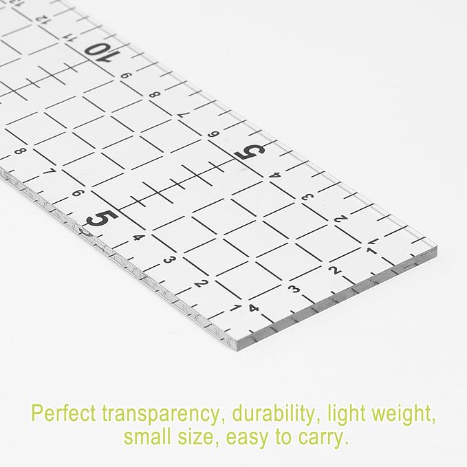 4 Piece Quilting Rulers and Templates Acrylic Square Ruler for Cutting Fabric, Square Quilting Rulers with Non Slip Rings Sewing Quilt Strip Rulers 5.91" × 5.91" 11.81" × 1.97" (Black/Green)