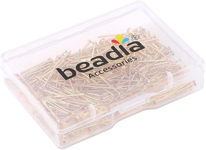 14K Gold Plated Flat Head Pins Non Tarnish 20mm 300pcs for Jewelry Making Findings