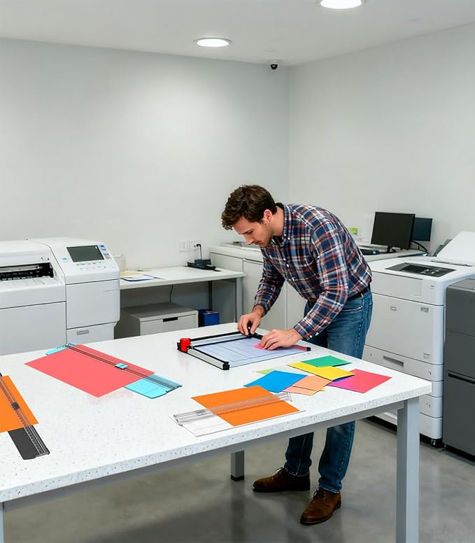 A4 Paper Cutter,14.5Inch Titanium Straight Rotary Trimmers with Protractor Ruler,Scrapbook Paper Cutters for Coupon,Cardstock,Label,Christmas and Birthday Gifts(1PC,Blue)