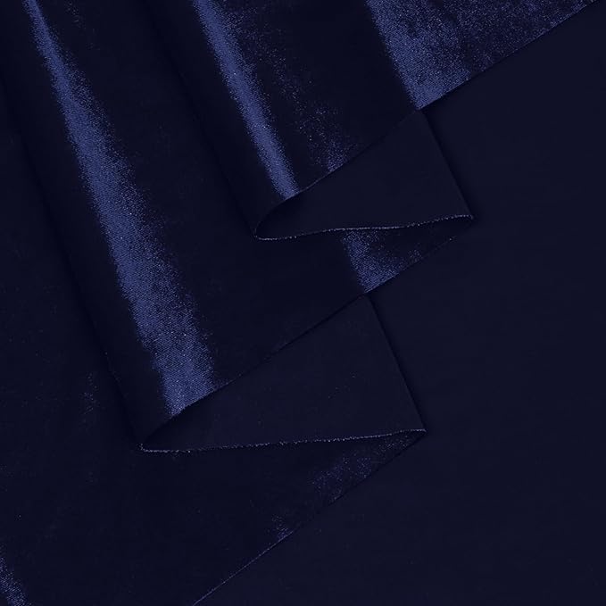 KKJIAF Navy Blue Stretch Velvet Fabric 60 Inch Wide, 5 Yard Soft Stretchy Fabric for Sewing Clothes, Apparel, Costume, Crafts - 90% Polyester 10% Spandex