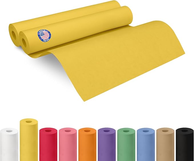 18" x 1200" (100 ft) Yellow Kraft Paper Roll, Pack of 2 - USA-Made Quality Craft Paper for Gift Wrapping, Kids' Arts & Crafts, School Projects - 100% Recycled, 50 lb Natural Material by IDL Packaging