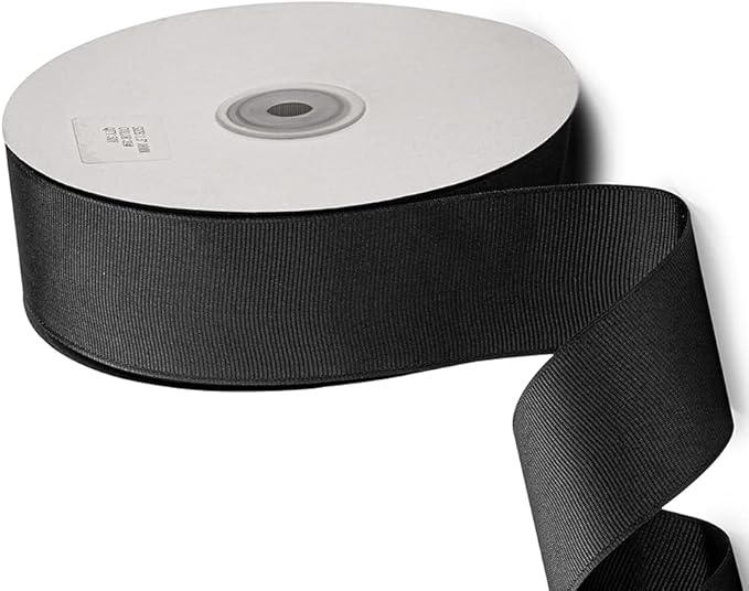 LIUYAXI 1-1/2" X 50 Yards Solid Black Grosgrain Ribbon, Perfect for Crafts, Wedding Decor, DIY Hair Accessories, Sewing, Gift Package Wrapping and More