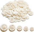 Sewing Buttons - Craft Buttons, 5 Sizes of 100 Pcs Versatile Buttons for Sewing, DIY Projects and Holiday Decoration (Off-White)