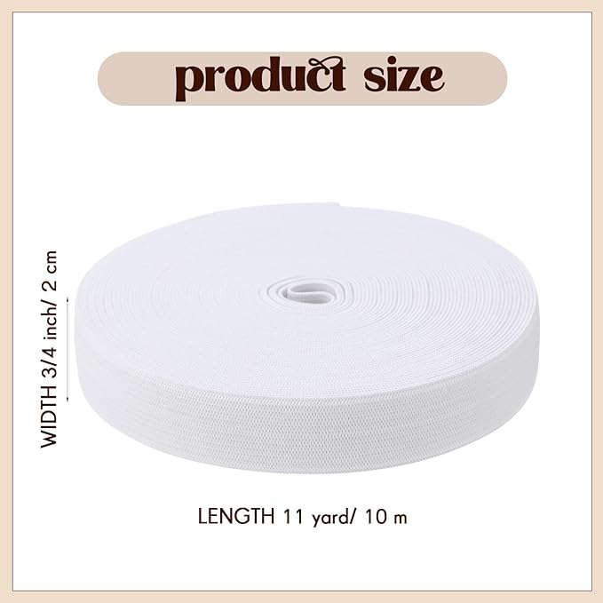 EBOOT 1 Pcs Elastic Spool (3/4 Inch X 11 Yard,White)