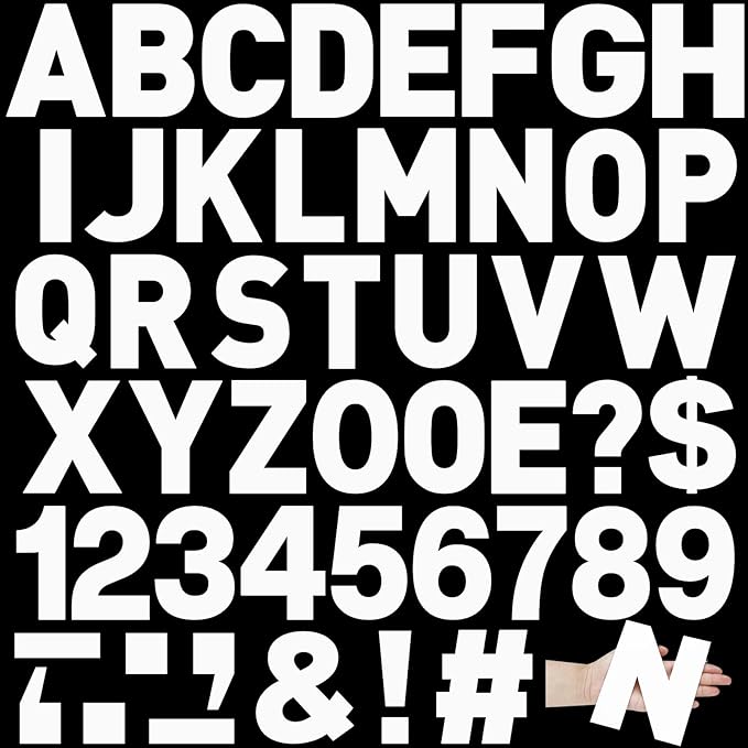 184 Pcs Large Vinyl Letter Sticker 6" Big Alphabet Number and Symbol Sticker Self Adhesive Removable Letter Decal for Christmas Bulletin Board Classroom Decor Poster Window Door Mailbox(White)