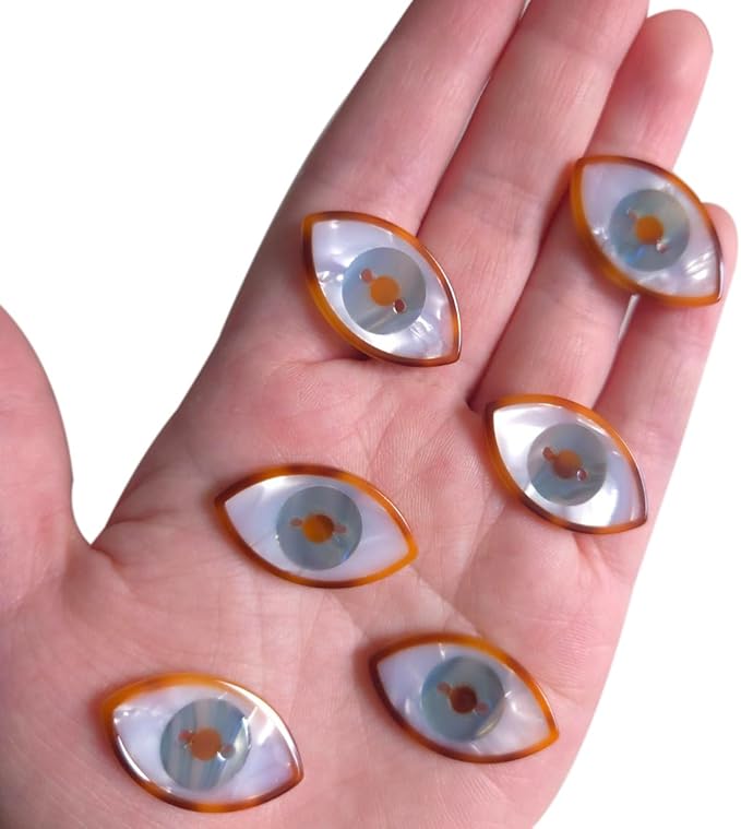 Novelty Eye Shaped Buttons for Crafts,Acetate Button for Clothes,Buttons for Sewing,Button Bulk,Pack of 6