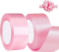 Pink Satin Ribbon 1-1/2 Inch x 2 Rolls Pink Wide Satin Fabric Ribbon for Gift Packaging, Christmas, Wedding, Flower Bouquet, Holiday Party, Invitation