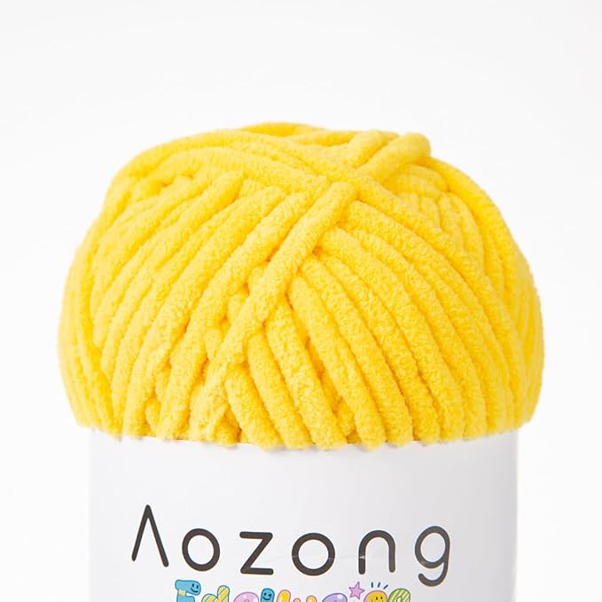 Super Soft and No Shedding Chunky Chenille Yarn for Crocheting and Knitting -Easy to Crochet with-Super Bulky #6, 3Pack of 3.5oz/82yds -Chunky Plush Yarn for Hand Craft Blanket Amigurumi Yellow Color