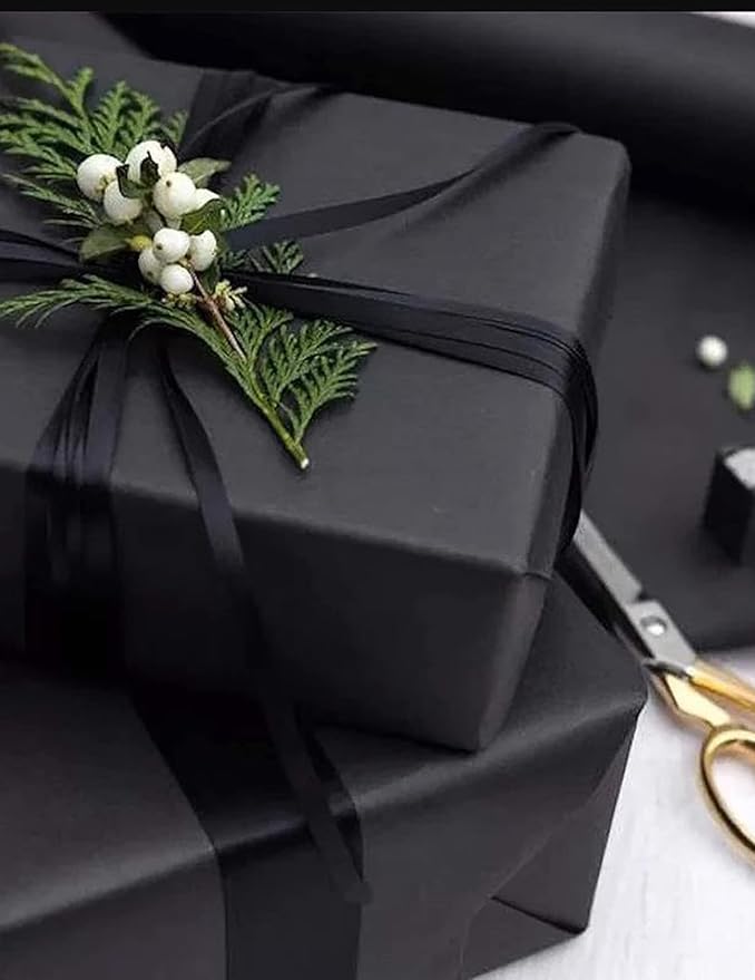 Kraft Paper Roll 36" x 98ft, Black Craft Paper 80GMS for Gift Package/Bouquet Flower Wrapping/Kids Arts Drawing/Bulletin Board/DIY/Box Moving Filler/Shipping Supplies/Table Cover, Unwaxed & Uncoated