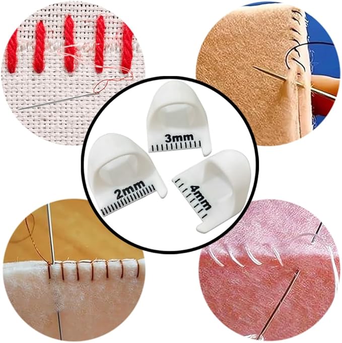 OULIGET Sewing Template Kit,Sutures Finger Ruler for Uniform Stitches,Mini Finger Seam Measuring Template Gauge,DIY Sewing Tools Quilting,3 Pieces,White.