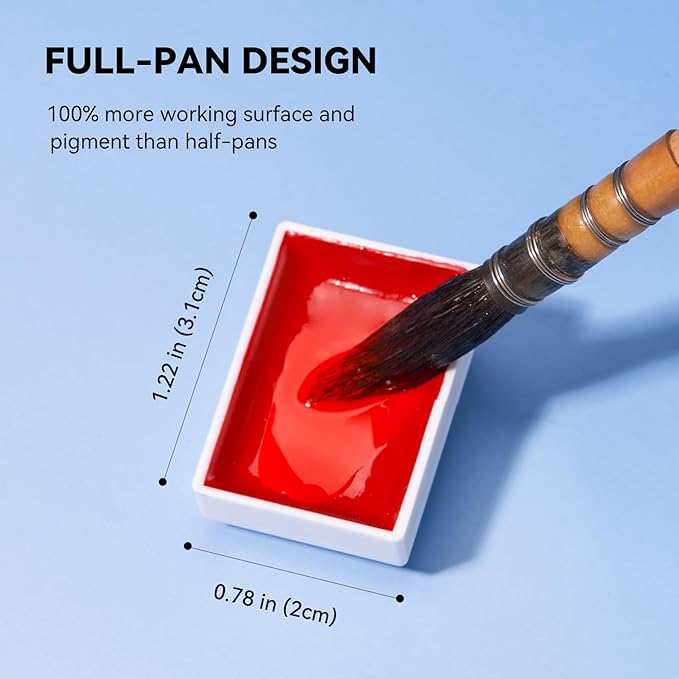 Watercolor Paint Set, 24 Colors Full-Pan Solid Watercolors with 4 Oversized Primary Colors, Highly Pigmented, Removable & Refillable Pans, Ideal for Beginners, Artists & All Skill Levels