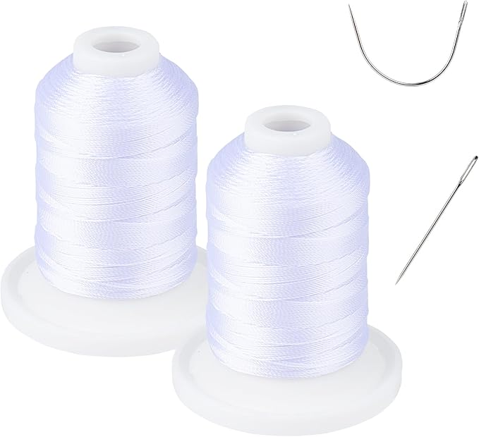 Indoor Outdoor Extra Strong Upholstery Repair Thread - UV Resistant - Heavy Duty Thread for Hand or Machine Sewing - Simthread 100% Bonded Polyester Tex 69 (12wt) - NP-White