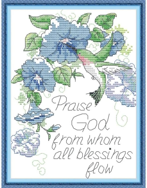 Stitchmelody Stamped Cross Stitch Kits,11CT Pre-Printed Pattern Embroidery Set DMC Cross-Stitch Kit (11CT Stamped kit,Praise god)