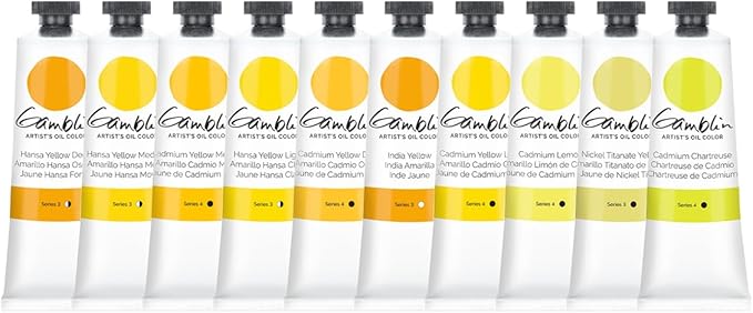 Gamblin Artist Oil Paint Set For Professionals - YELLOW SET - 37ml Tubes