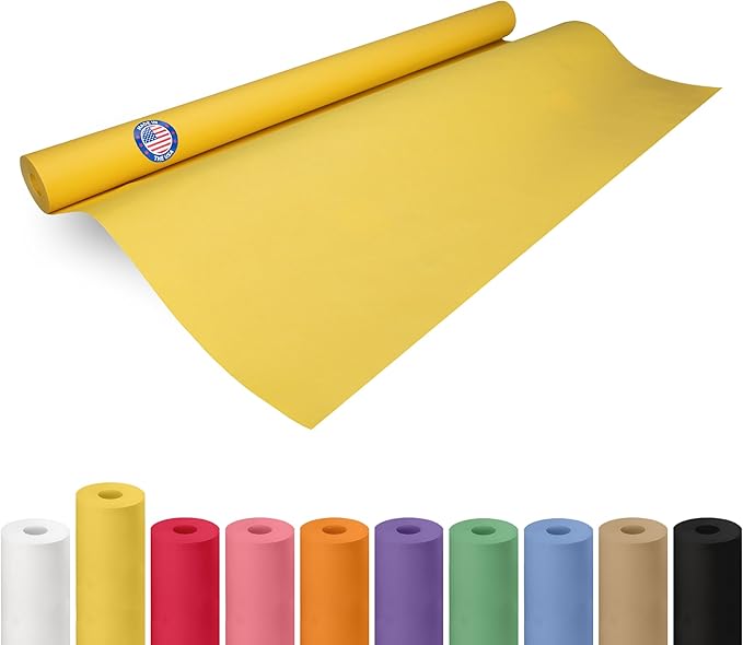 36" x 1200" (100 feet) Yellow Kraft Paper Roll - USA-Made Quality Craft Paper for Gift Wrapping, Kids' Arts & Crafts, School Projects - 100% Recycled Natural Material 50lb Thickness by IDL Packaging