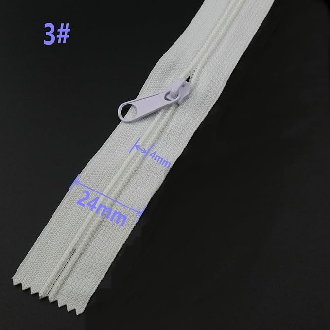 Leekayer #3 8 Inch White Nylon Zippers Bulk 10PCS 20.32 CM Zipper for DIY Tailor Sewing Pants Craft Bag,Luggage,Dress,Sofa Cushion,Pillow Bed Covers (White)