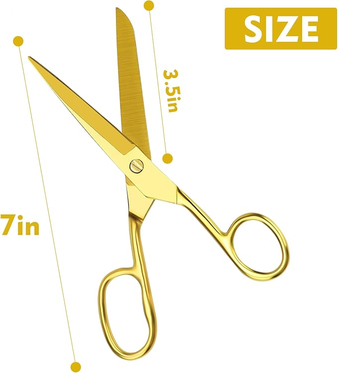 Gold Scissors for Office Multipurpose Stylish: 7 inch - Comfort Grip - Stainless Steel - Scissors with Home - School - for Cutting Paper - Open Envelopes - Cut Tape (Gold Scissors for Office)