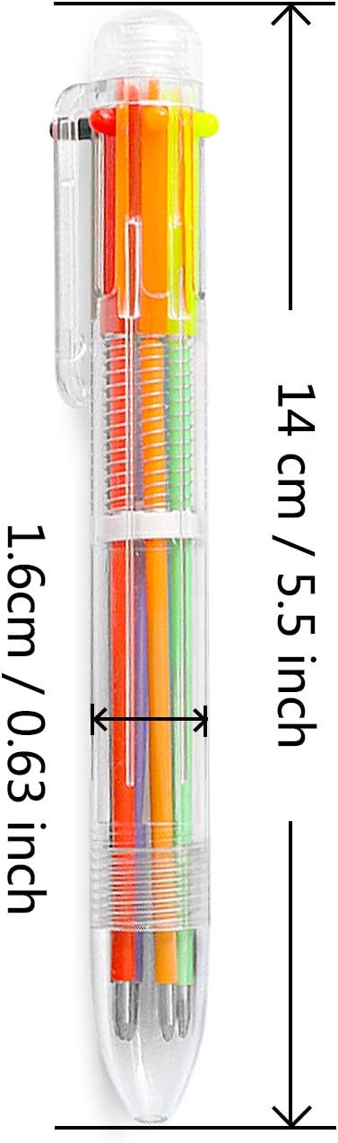 Hutou 24 Pack Multicolor Ballpoint Pens 0.5mm 6-in-1, 6 Colors Retractable Ballpoint Pens for Office School Supplies Students Children Gift, Kids Party Favors Pen(24 Pack)