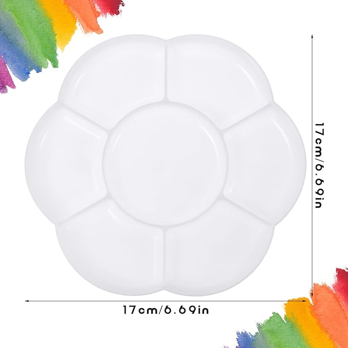 2pcs Paint Tray Palette Plastic 7-Well Watercolor Palette Flower White Painting Tray for Watercolor Create DIY Craft Professional Art Painting Acrylic Painting Gouache