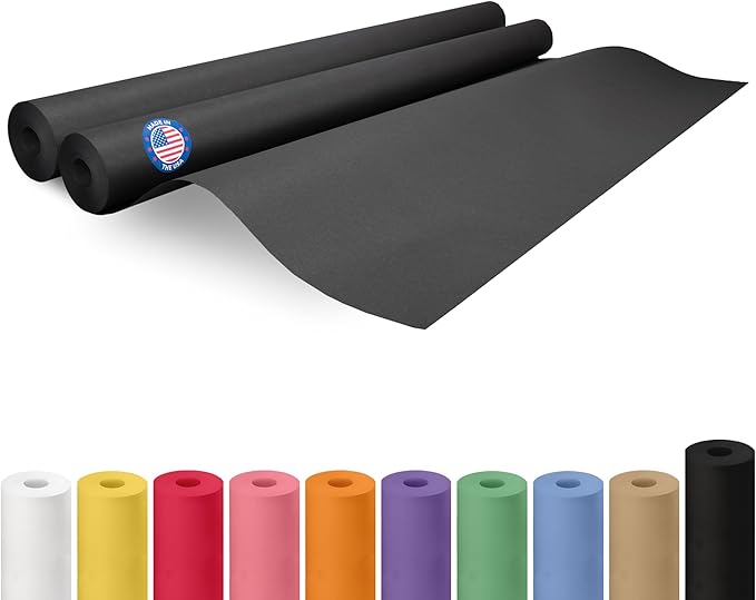 Black Paper Rolls 36" x 1200" (100 feet), Pack of 2 - USA-Made 50lb Thick Kraft Paper for Packing, Shipping, Wrapping, Crafts, Arts, Birthday Party - 100% Recycled Gift Wrap Material by IDL Packaging
