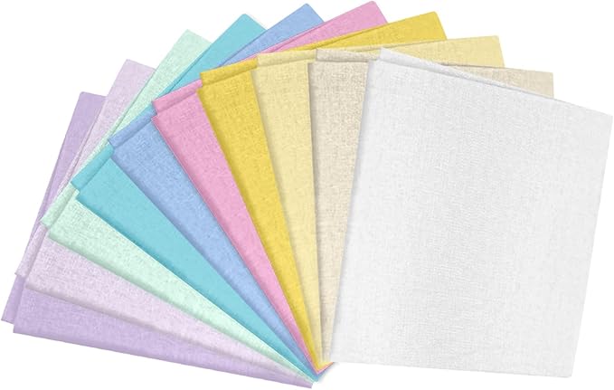 18 * 21inch Cotton Fabric Premium,11 Options Solids, 10PCS Solid Precut Fabric Pure Quilting Fat Quarter Bundles Patchwork for Sewing DIY Craft (Macarone)