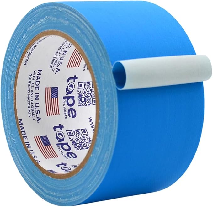 WOD GTC12 Gaffer Tape, Light Blue Low Gloss Finish Film, 2.5 inch x 60 ft. Residue Free, Non Reflective Cloth Fabric, Secure Cords, Water Resistant, Photography, Filming Backdrop, Production