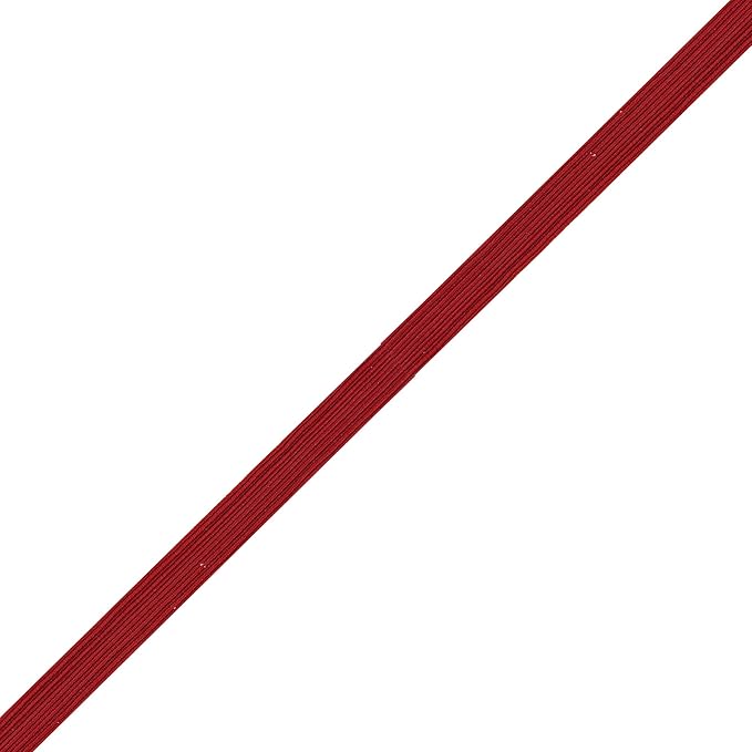 Mandala Crafts 10mm 50 Yds Roll of Burgundy Elastic Bands for Sewing - 3/8 Flat Elastics Cord - 3 8 Inch Braided Stretch Straps for Crafting