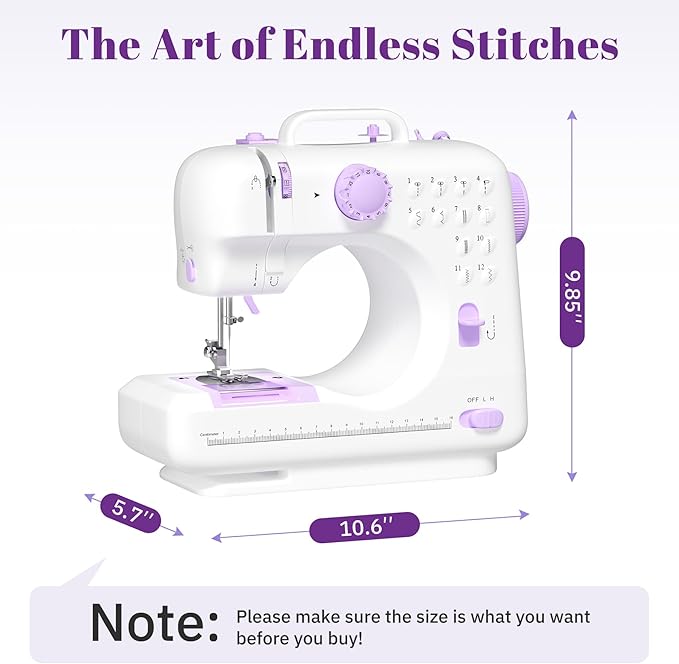 Beginner Sewing Machine, 12 Built-in Stitches with Foot Pedal, 2-Speed Control, Portable Mini Sewing Machine for Home Travel Use & Sewing Enthusiasts (purple)
