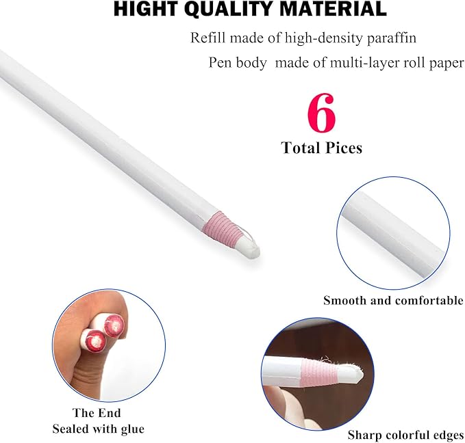Sewing Mark Pencil 6PCS White Invisible Erasable Fabric Pencils For Leather Cut Marks Student Drawing Tailor Marks