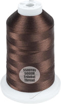 Simthread Trilobal Polyester Thread – 5000M (5500yds) No.40 – Super Sheen, Tangle-Free – Built-in Thread Lock Spool – Compatible with Brother, Singer, Janome & More, Dark Brown-058