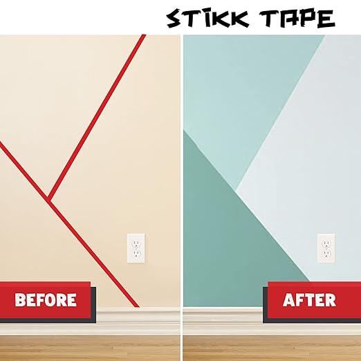 STIKK Painters Tape - 3pk Red Painter Tape - 1/4 inch x 60 Yards - Paint Tape for Painting, Edges, Trim, Ceilings - Masking Tape for DIY Paint Projects - Residue-Free Painting Tape