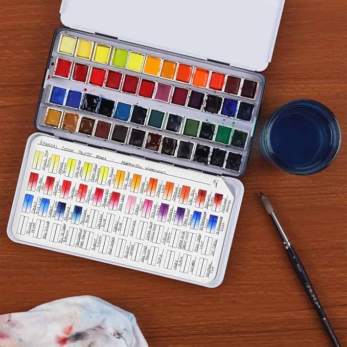 HG Art Concepts Painters Color Diary Watercolor Swatch Card, 48-Pan Size, 5-Pk, 140 lb Hot Press 100% Cotton Paper, Fits New York Central Palette Box, Color Swatch Book for Markers & Colored Pencil
