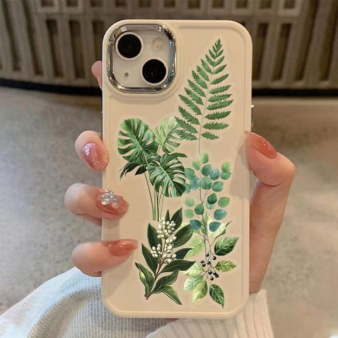 50-Piece Transparent Waterproof Greenery Plant Stickers for Scrapbooking, Journaling & Crafting – Realistic Botanical Leaves, Ferns, and Tropical Plants, Self-Adhesive Decorative Stickers