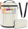 Yarn Bag Organizer, Expandable Knitting Bag Storage Crochet Bag, Portable Yarn Storage Tote Bags Organizer for Crocheting Accessories Yarn Holder for Crochet Lovers with Case, White