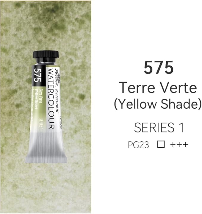 PHOENIX Professional Watercolor Paint Single Tube - 0.47 Fl Oz / 14ml - Terre Verte(Yellow Shade)