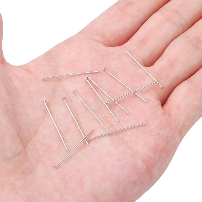 Platinum Plated Flat Head Pins Non Tarnish 25mm 200pcs for Jewelry Making Findings