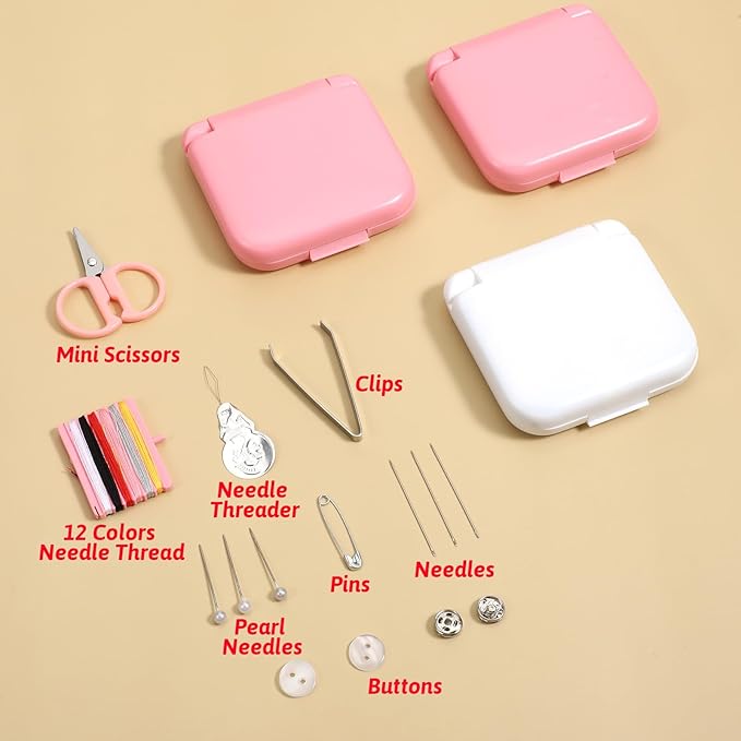 Exclaith 20 Pack Mini Travel Sewing Set Portable Sewing Kit Emergency Sewings Kit Travel Small with Threads Scissors Needles for Women, Mom, Traveler, Adults, Beginner