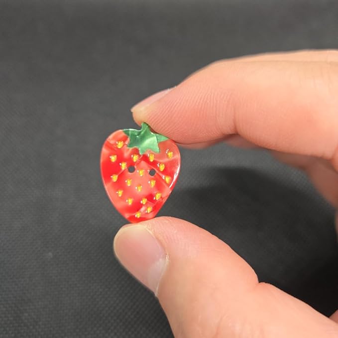 Novelty Red Strawberry Shaped Buttons for Crafts,Acetate Button for Clothes,Buttons for Sewing,Button Bulk,Pack of 6